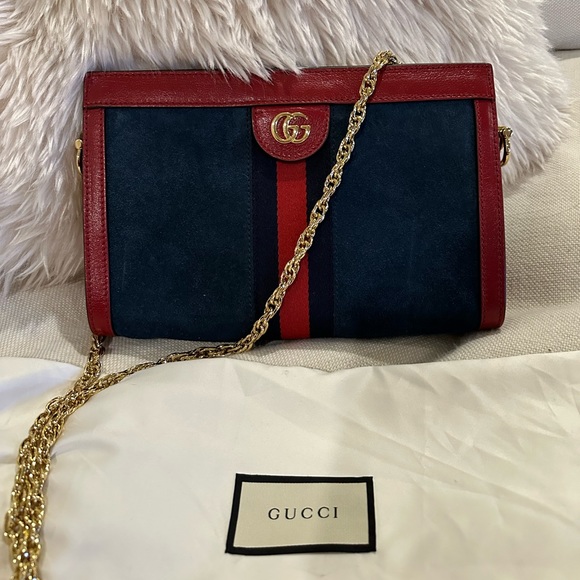 GUCCI SMALL OPHIDIA SUEDE BAG